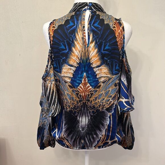 Bisou Bisou multicolored off the shoulder cut out blouse Size S EUC - Picture 7 of 13